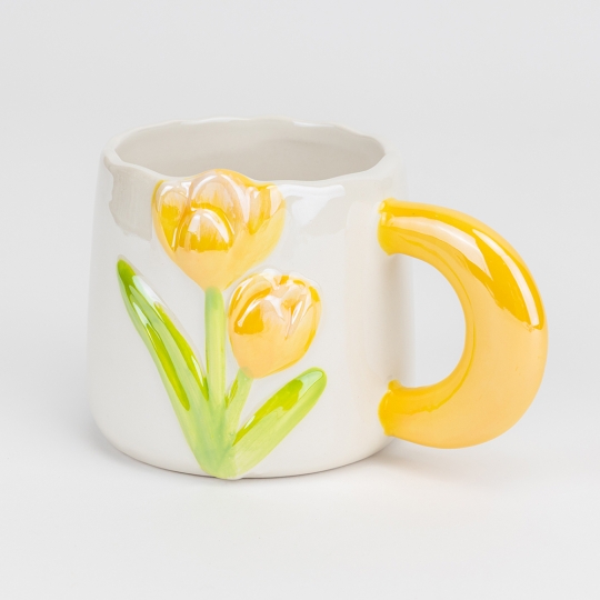 Чашка керамічна "Жовті тюльпани" 400 мл