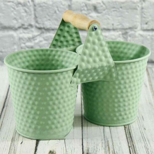 Кашпо металеве подвійне матове рельєфне (8*11*10) зелений