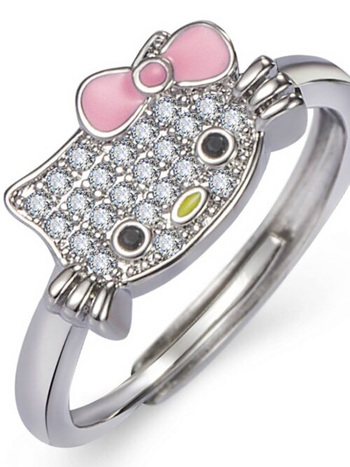 f9252a1f-5182-469a-9c8a-74cdaba2f405.jpg Каблучка жіноча "Hello Kitty" рожевий бантик стрази срібна (10517)