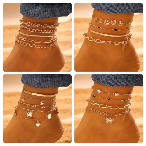 f98397c7-cc25-4954-93b2-33309240595a.jpg Прикраса на ногу золоті ланцюжки 4/5 шт (8047)