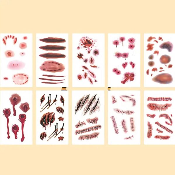 Тимчасове тату на Хелловін "Рани/ Порізи/ Шви" 1 лист