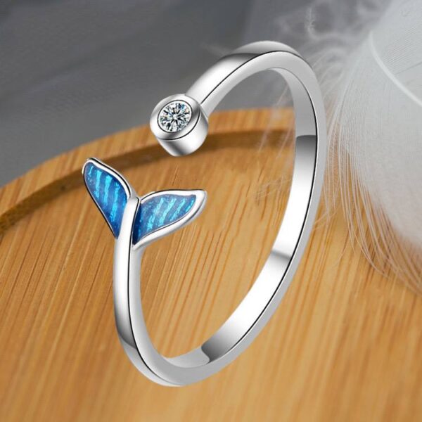 Каблучка жіноча "Хвіст Русалки" синій/ страза срібна (10498)