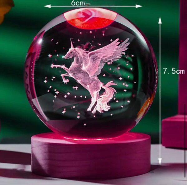 Нічник скляна куля "Пегас" 8 см (змінює кольори)