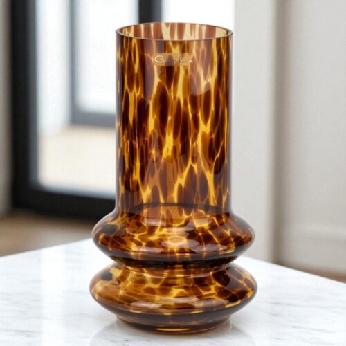 fc5c44e4-9b3f-4185-aafc-5bf9f6d00f73.jpg Ваза скляна "Іскри бурштину" 24 см барвиста