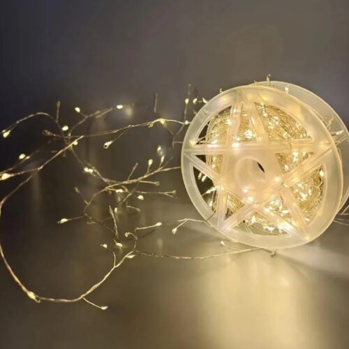 Гірлянда-кластер "Роса" 20 м/ 600 LED  золоте світло/ білий шнур