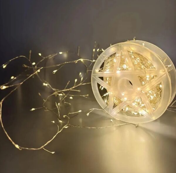 Гірлянда-кластер "Роса" 20 м/ 600 LED  золоте світло/ білий шнур