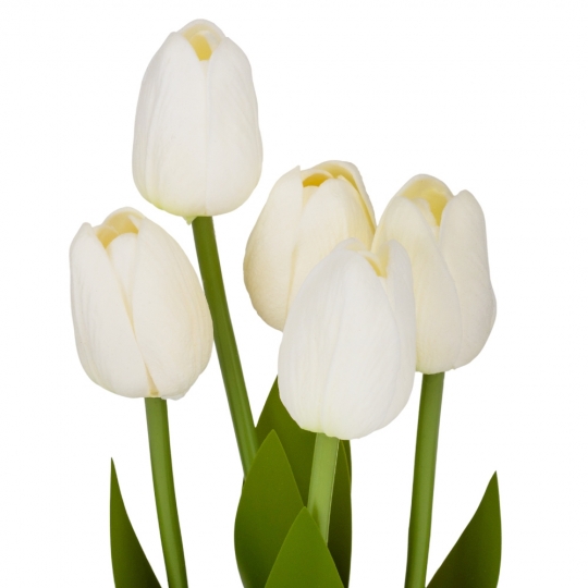 Штучний букет тюльпанів 5 бутонів/ 25,5 см "Рапсодія" (латекс) кремовий
