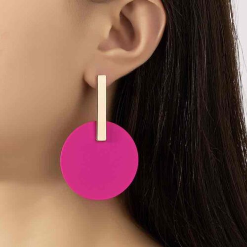 fd7f015e-457e-4c8d-a320-500f328191a3.jpg Сережки "Геометричні" круглі фуксія (7402)