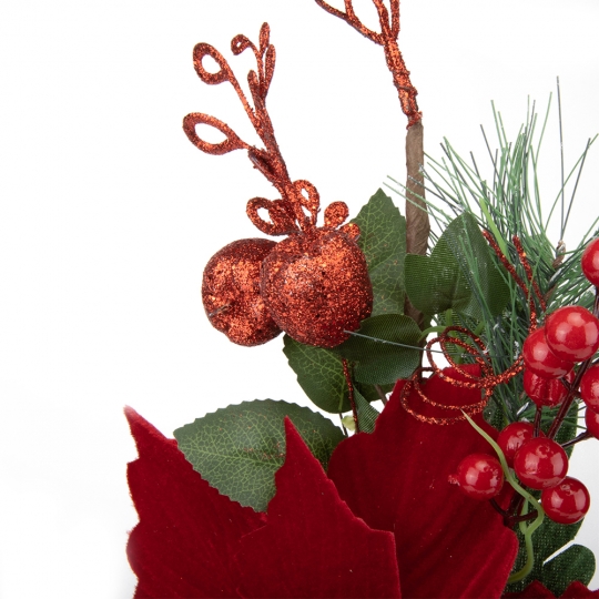 Декоративна гілка "Різдвяна зірка/ Пуансетія" 28 см