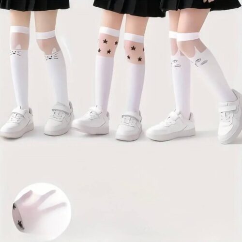 fe6c3b59-c381-45d2-81de-5432171992c4.jpg Шкарпетки/ Панчохи дитячі "Котики/ Зірочки" капронові білі