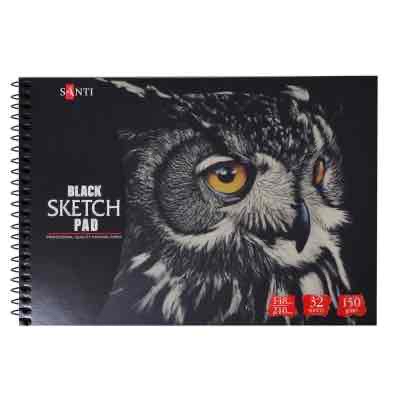ff571fb3-560a-46d6-989e-5137a6e6c11c.jpg Скетчбук А5 SANTI "Сова" чорний папір 32 арк.