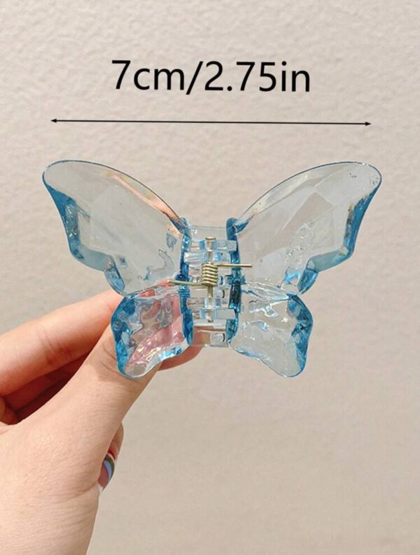 Заколка-краб для волосся "Метелик" M (7 см) прозорий мікс кольорів