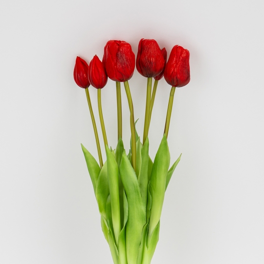 Штучний букет тюльпанів 7 бутонів/ 48 см "Весняна насолода" (латекс) червоний