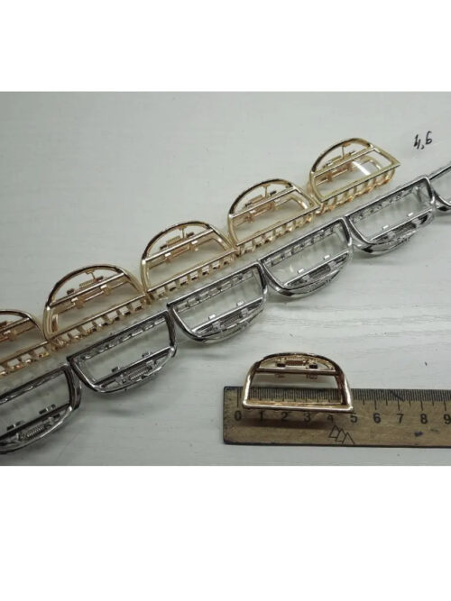 Заколка/краб для волосся металева прямокутна срібна/золота 5 см