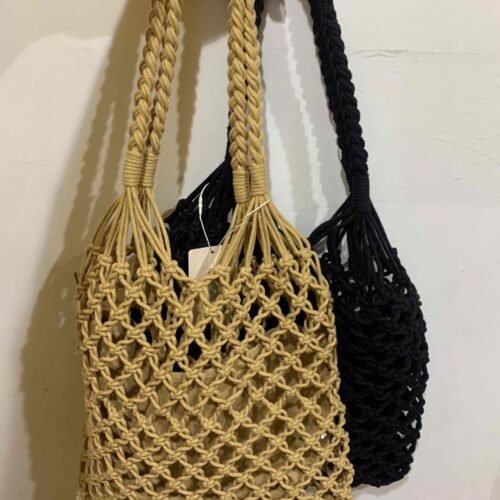 Сумка-авоська плетена Primark беж/чорна