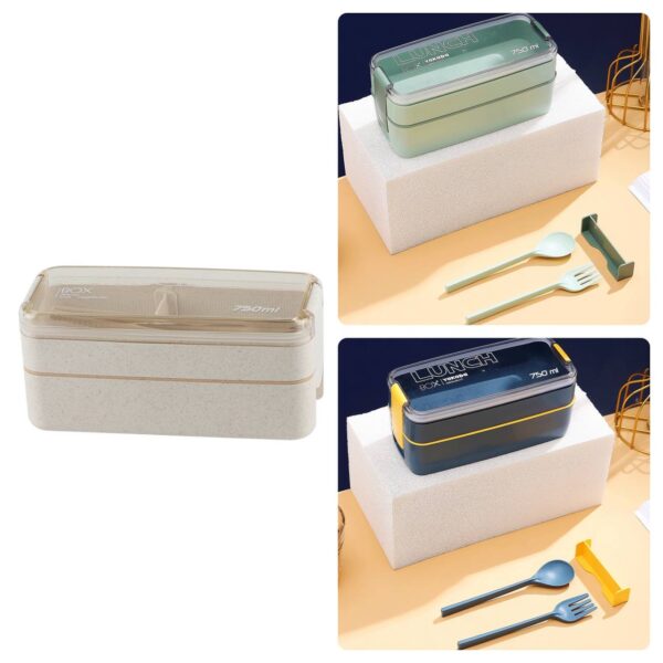 Ланч-бокс 2 ярусний синій/зелений 750 мл