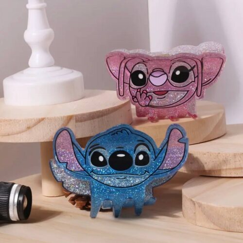 Заколка-краб для волосся "Стітч/ Stitch" рожева/ синя