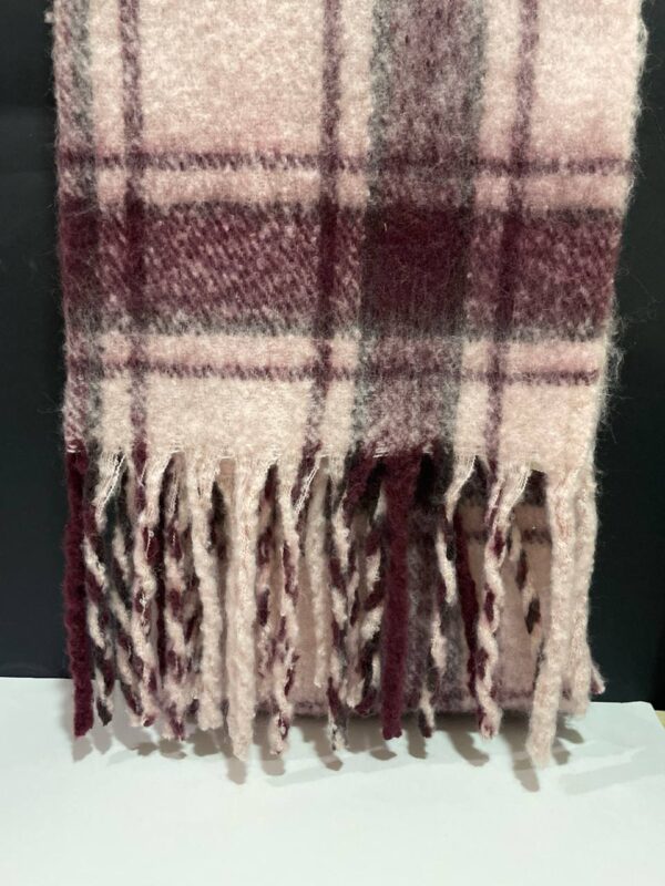 Шарф Primark осінь/зима з китицями ворсистий широкий бордо в клітинку