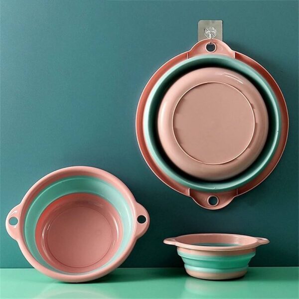 Тазик силіконовий побутовий, телескопічний, розмір (23/12,5/8), рожево-блакитний