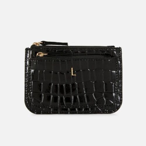 Гаманець компактний Primark лаконічний "крокодил" лакований чорний