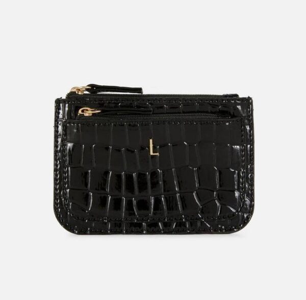 Гаманець компактний Primark лаконічний "крокодил" лакований чорний