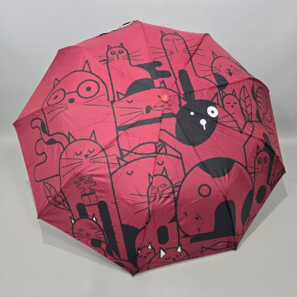 Парасоля компактна півавтомат Mario "Котики абстракція" 9 спиць/97 см антивітер