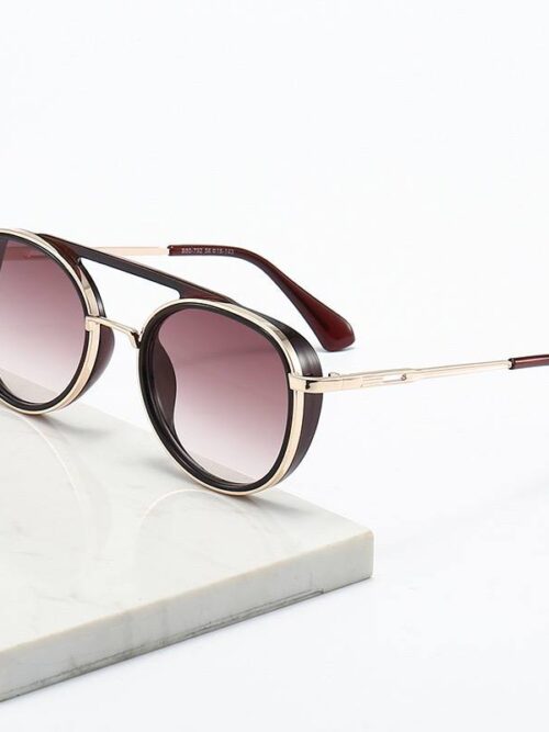 Окуляри унісекс сонцезахисні "Авіатори Стімпанк" заокруглені (10108)