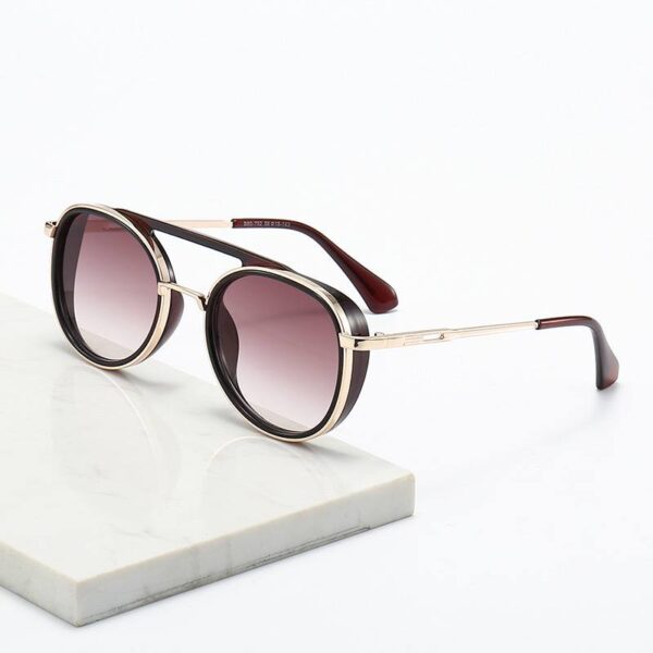 Окуляри унісекс сонцезахисні "Авіатори Стімпанк" заокруглені (10108)