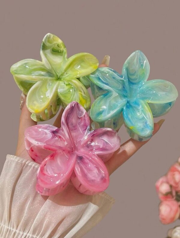 Заколка-краб для волосся «Тропічна квітка» L (7-8 см) акварельна 1 шт