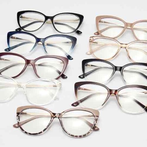 Окуляри антиблікові жіночі прозорі великі кошачі (6344)