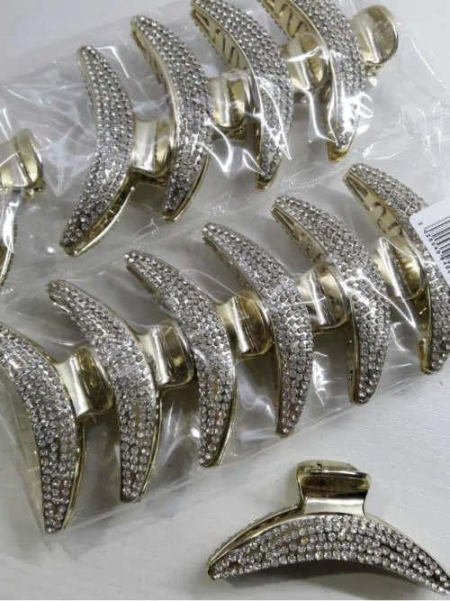 Заколка/краб для волосся золотиста зі стразами