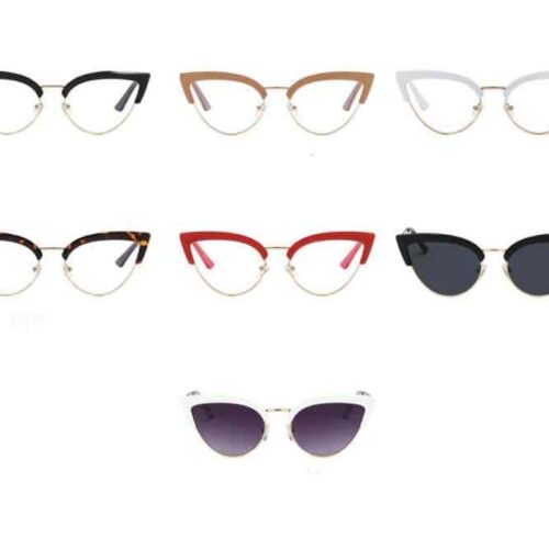 Окуляри антиблікові жіночі прозорі кошачі оправа зверху (6351)