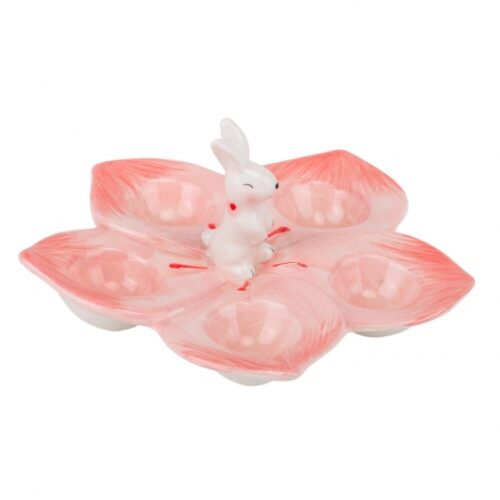 Підставка керамічна "Весняний сад" 25*11,5 см для 5 яєць рожева