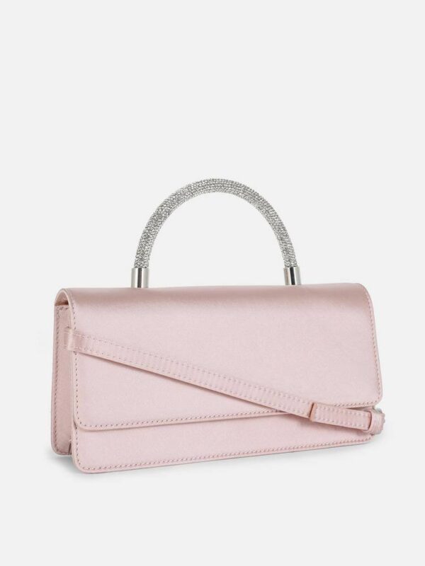 Сумочка вечірня Primark атласна з блискучою ручкою пудрова