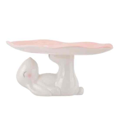 Підставка для торта/ Пасхи керамічна "Кролик з весняними квітами" 20*10 см