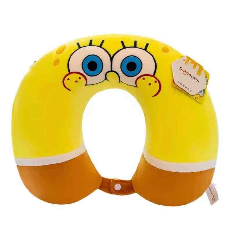 Подушка дорожня U-подібна "Губка Боб/ Sponge Bob" (холофайбер) жовта
