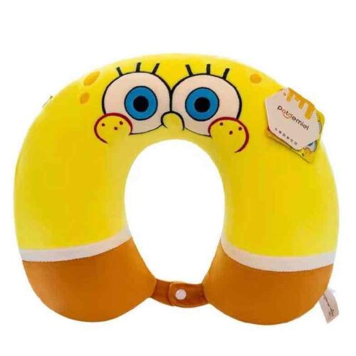 Подушка дорожня U-подібна "Губка Боб/ Sponge Bob" (холофайбер) жовта
