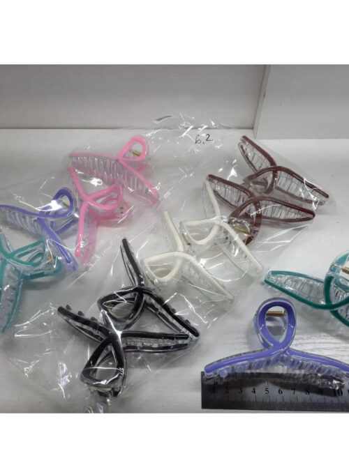 Заколка/краб для волосся "Петля" пластик мікс кольорів 11 см