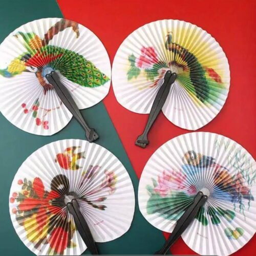 Віяло/ Опахало міні кругле паперове з принтом