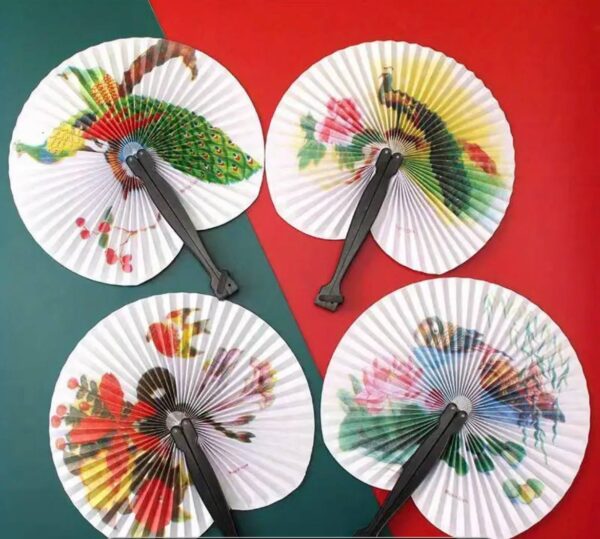 Віяло/ Опахало міні кругле паперове з принтом