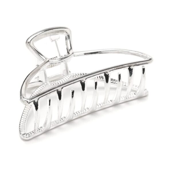 Заколка/краб для волосся металева овальна 7,7 см срібна