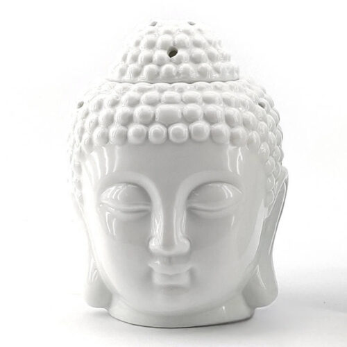 Аромалампа керамічна "Будда" 14 см біла (уцінка! без шапочки)