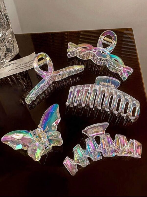 Заколка-краб для волосся "Fashion" прозора райдужна мікс 12 см