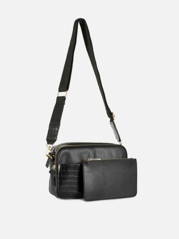 Сумочка-клатч Primark з зовнішньою кишенею "крокодил" з косметичкою чорна