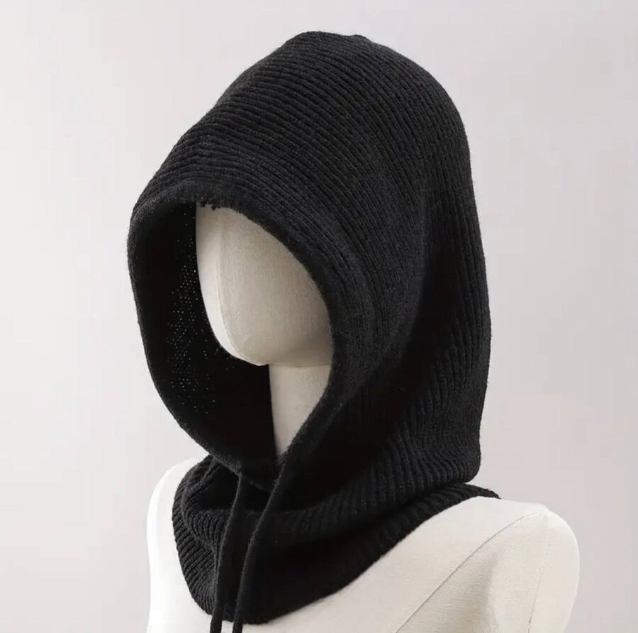 Шапка-балаклава унісекс в рубчик чорна