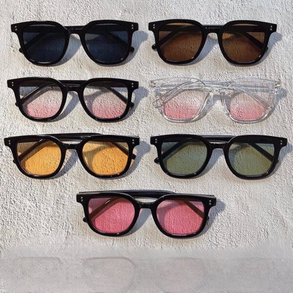 Окуляри унісекс сонцезахисні округруглий квадрат пластикова оправа в стилі панк (10132)