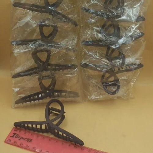 Заколка/краб для волосся "Петля" металева коричнева 11 см