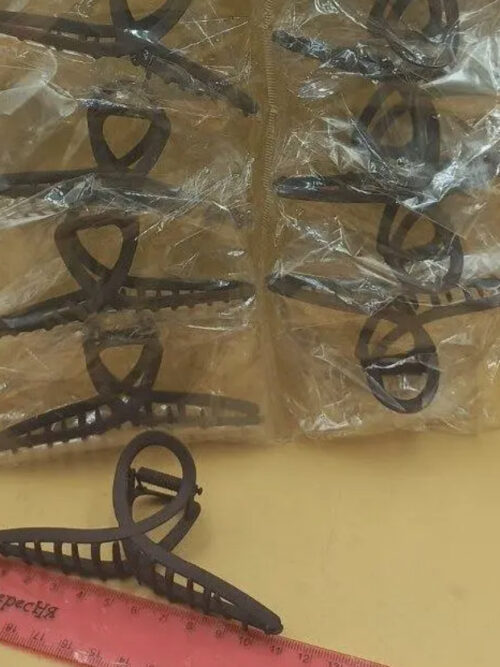 Заколка/краб для волосся "Петля" металева коричнева 11 см