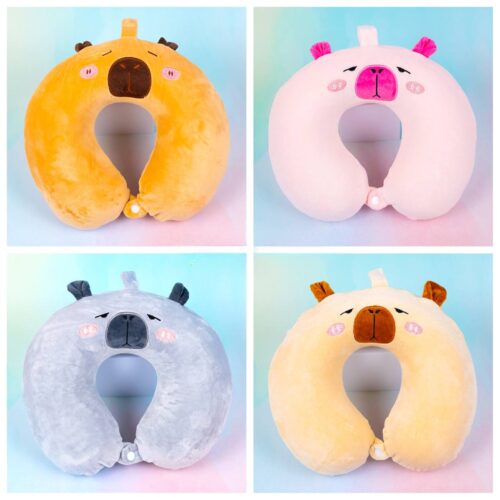 Подушка дорожня U-подібна "Капібара" піна меморі мікс кольорів