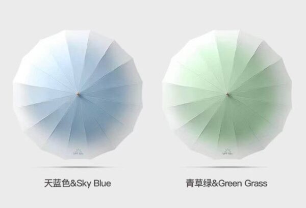 Парасоля-трость півавтомат омбре з ручкою-гачком 16 спиць/антивітер D 105 см